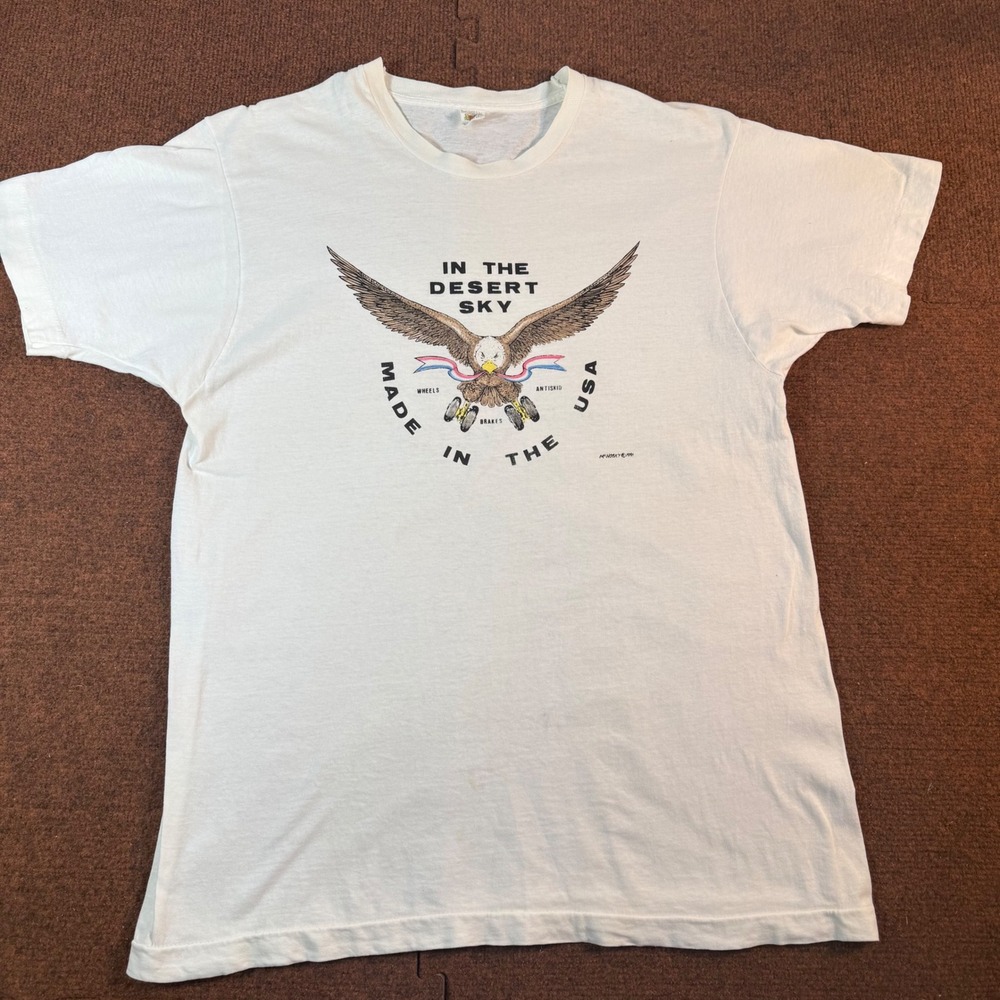 Vintage 1991 In The Desert Sky Eagle Aviation T Shirt USA Fruit Loom XL 90s